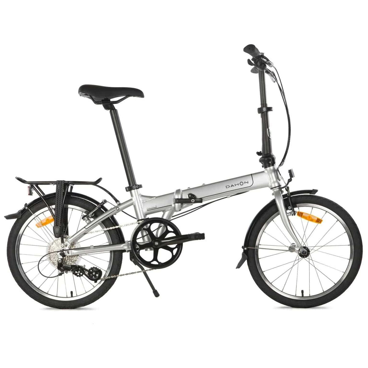 Dahon Mariner D8 vouwfiets met 20-inch wielen, 8 versnellingen en aluminium frame, geschikt voor comfortabel stadsgebruik.