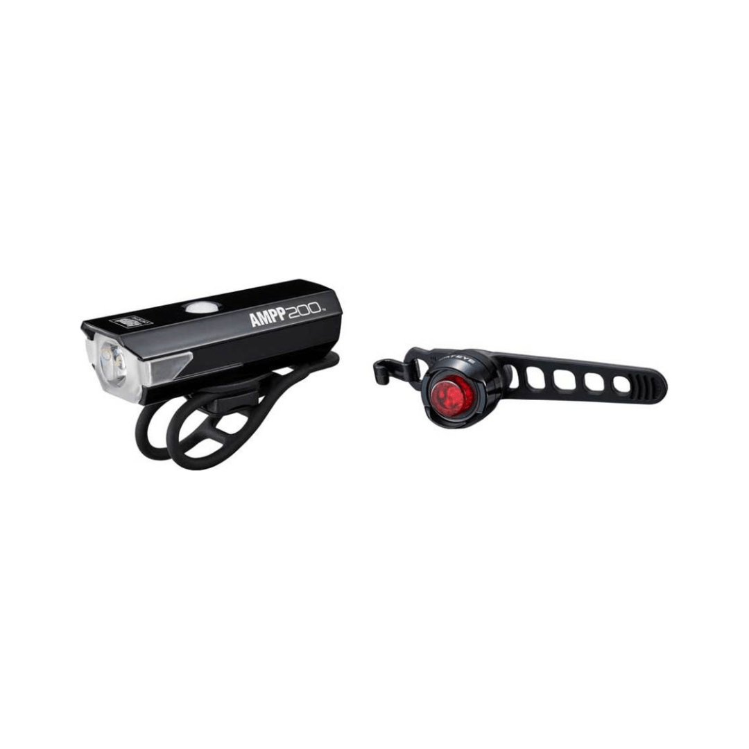 Lampset Cateye Ampp200 + Orb Hl-El042 + Tl-Ld160Rc-R Led Usb Oplaadbaar Zwart - Le Coq Wielerartikelen