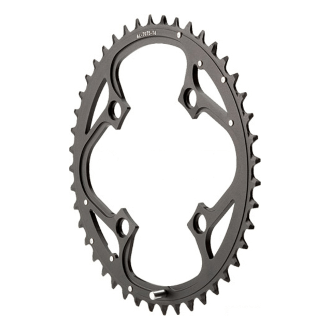 Zwart Sram kettingblad 44T voor 9-speed fiets, pitch 104, zichtbaar op de afbeelding.