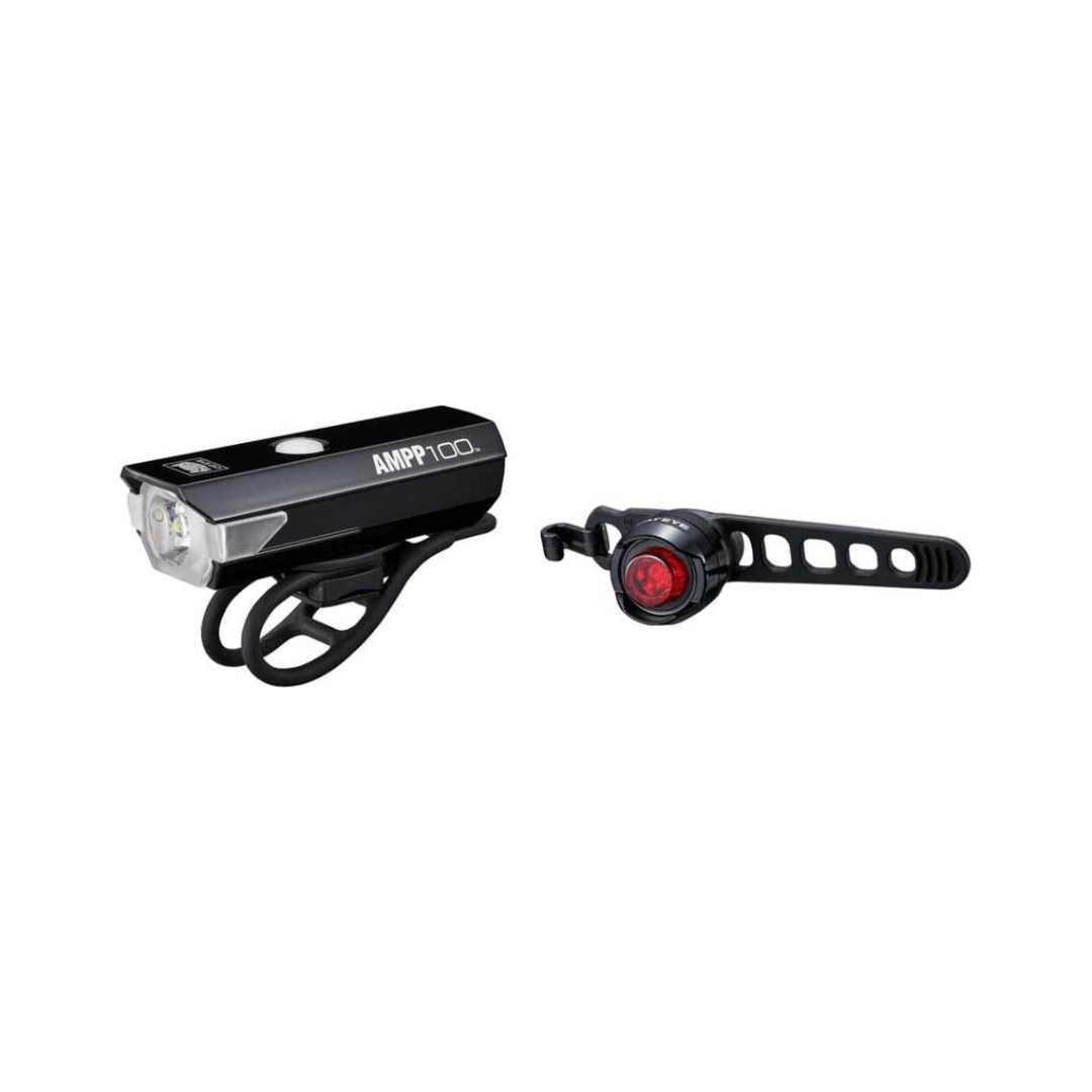 Lampset Cateye Ampp100 + Orb Hl-El041 + Tl-Ld160Rc-R Led Usb Oplaadbaar Zwart - Le Coq Wielerartikelen