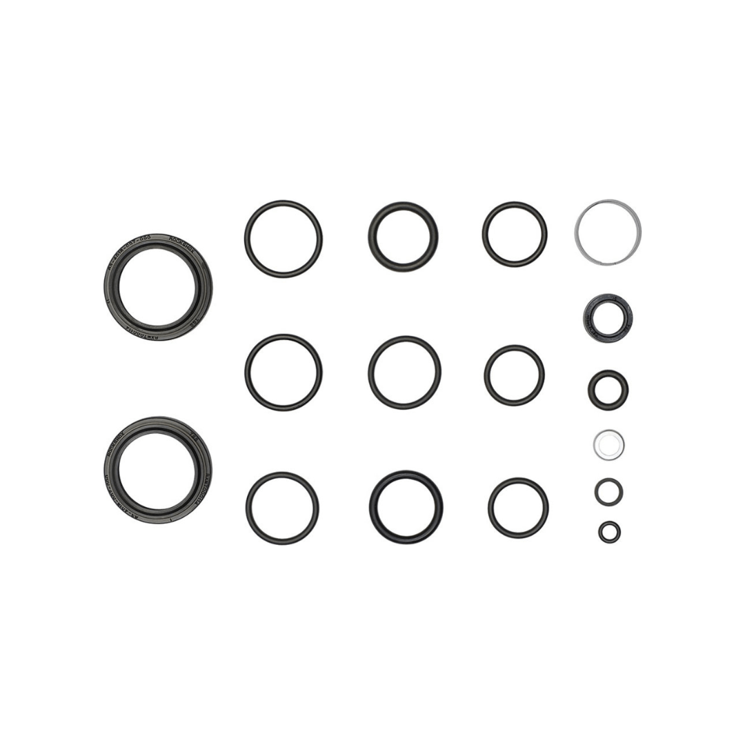 RockShox RS1 vorkservicekit met onderdelen voor het onderhouden en repareren van RockShox RS1 vorken, inclusief olie en afdichtingen.