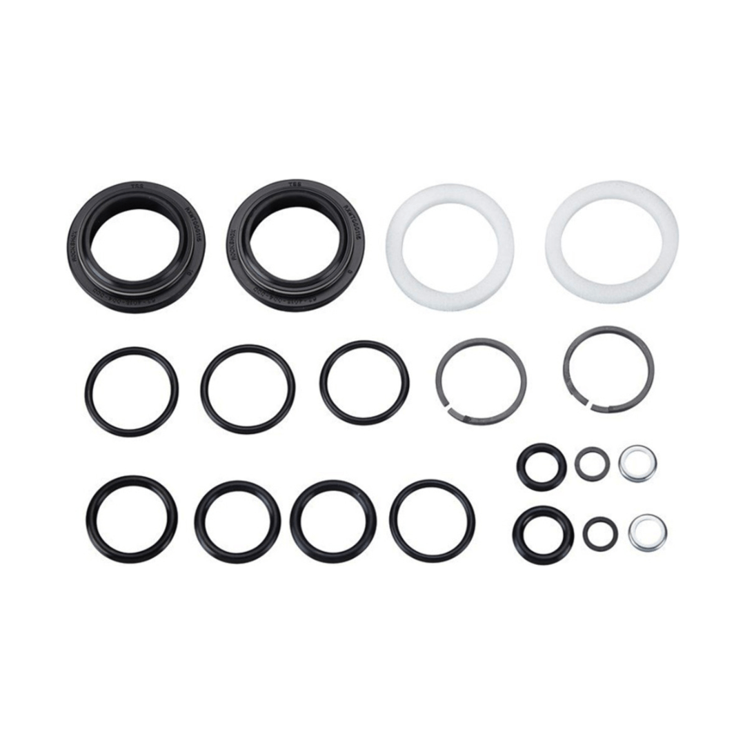 RockShox Reba servicekit voor vorken, inclusief onderdelen voor 200H/1 jaar onderhoud, op een lichte achtergrond.