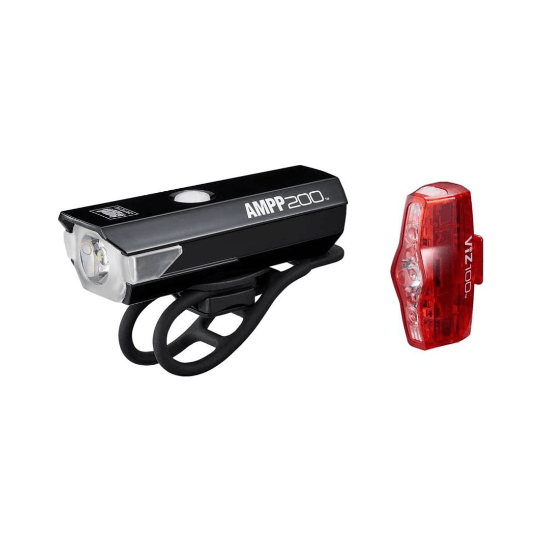 Lampset Cateye Ampp200 + Viz100 Hl-El042 + Tl-Ld800B Led Usb Oplaadbaar - Zwart - Le Coq Wielerartikelen