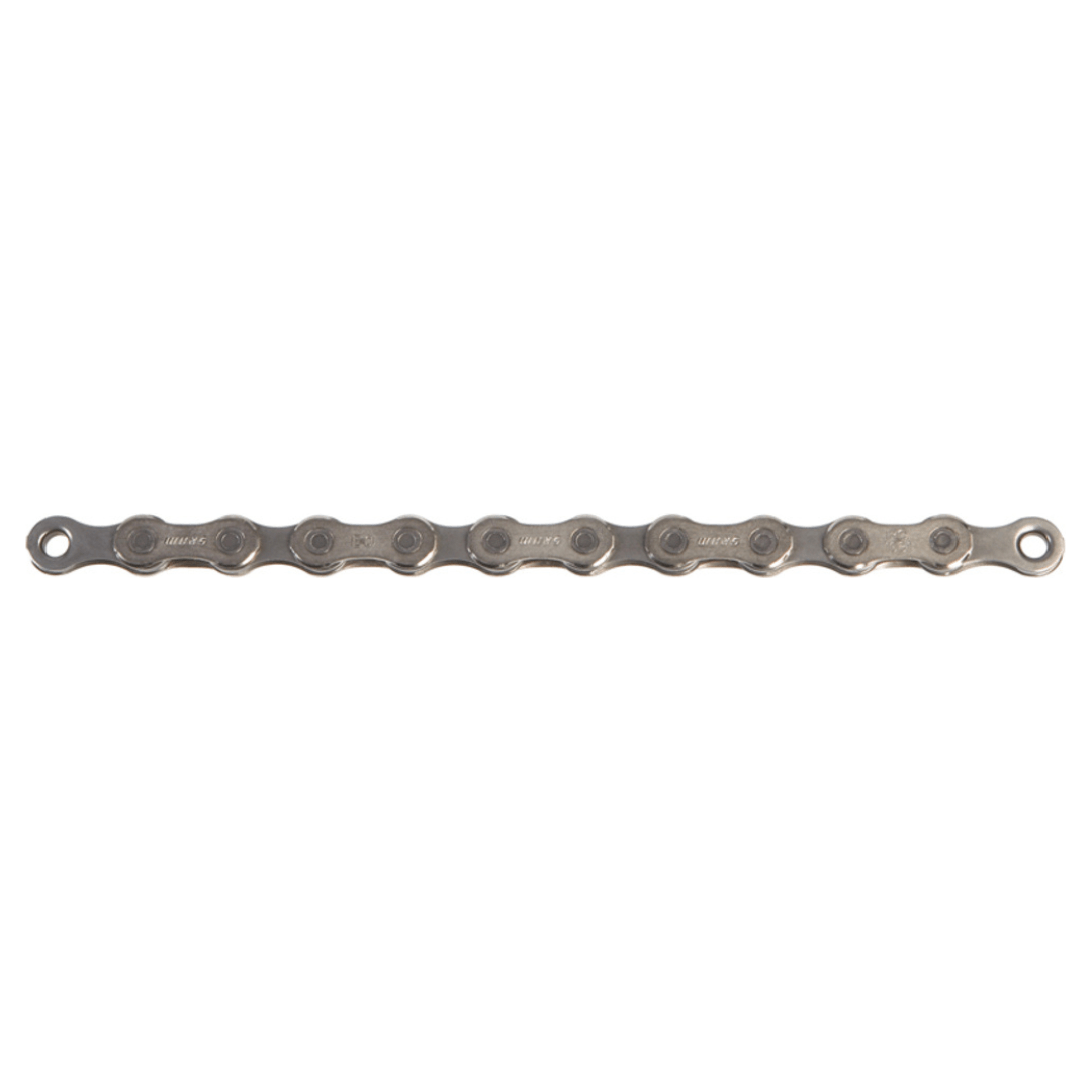 Sram ketting 10 snelheden 11/128 inch PC1031 met 114 schakels voor fiets, zichtbaar met metalen schakels en aandrijving.