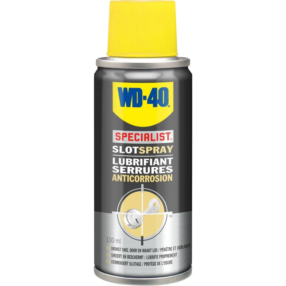 WD-40 Specialist Slotspray 100 ml met siliconen- en vetvrije formule, vloeistoffen en pasta voor smeer- en onderhoudswerkzaamheden.