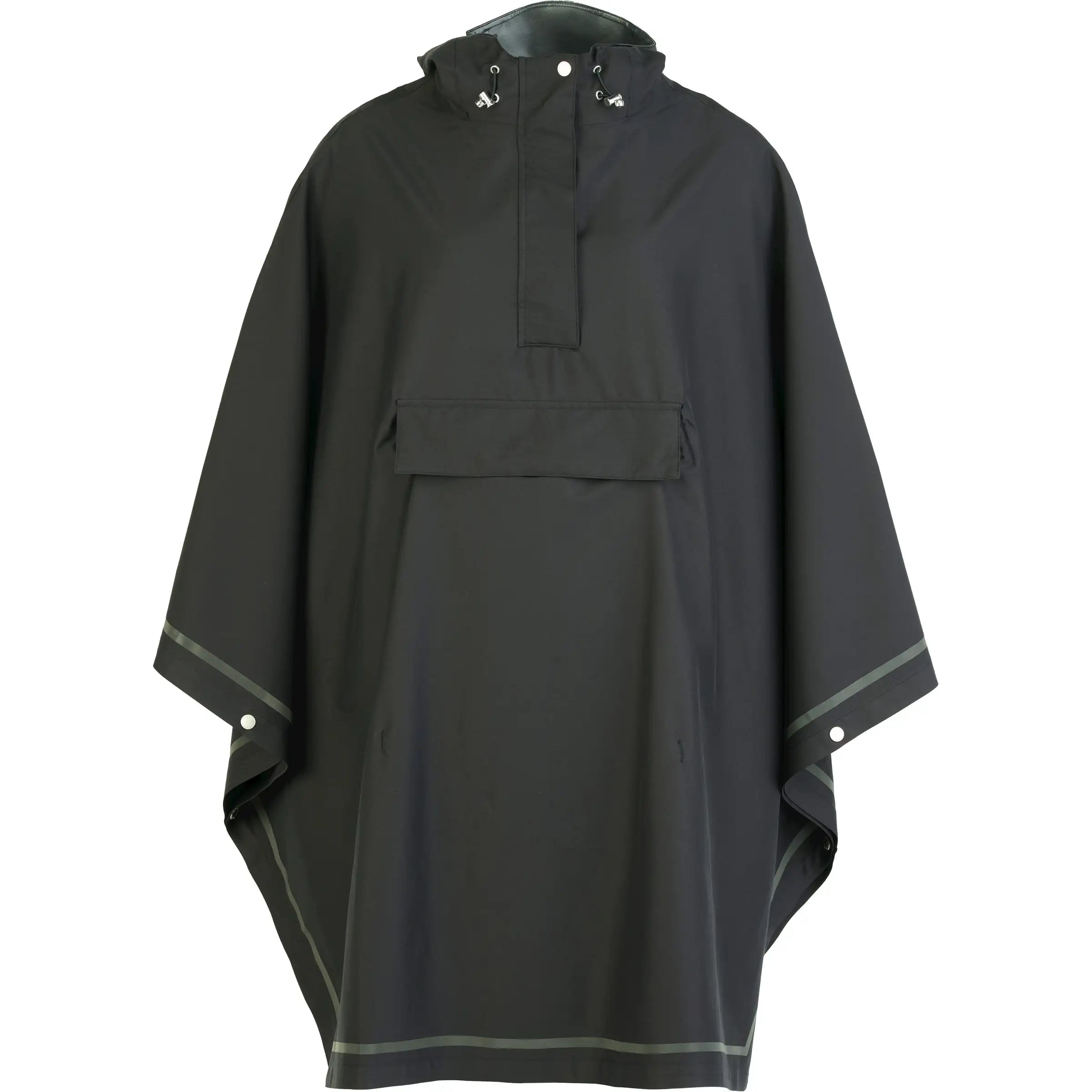 Weathergoods Sweden poncho in zwart, waterdicht en ademend, ideaal voor regenachtige dagen, zichtbaar op de afbeelding.