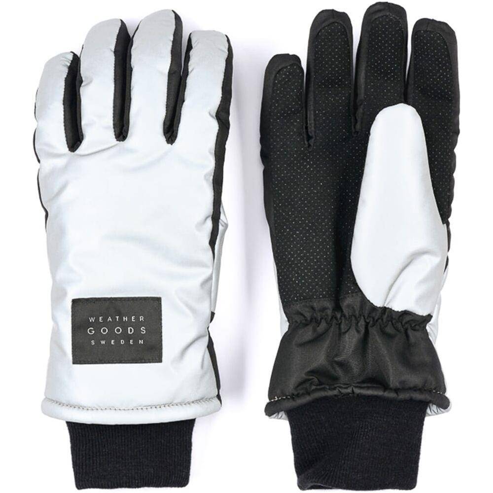 Weathergoods Sweden Luna zilveren reflecterende winterfietshandschoenen, geschikt voor veilig fietsen in het donker.