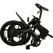 Zwarte Bohlt elektrische vouwfiets X200 met compact ontwerp en inklapbare frame, ideaal voor stadsgebruik.
