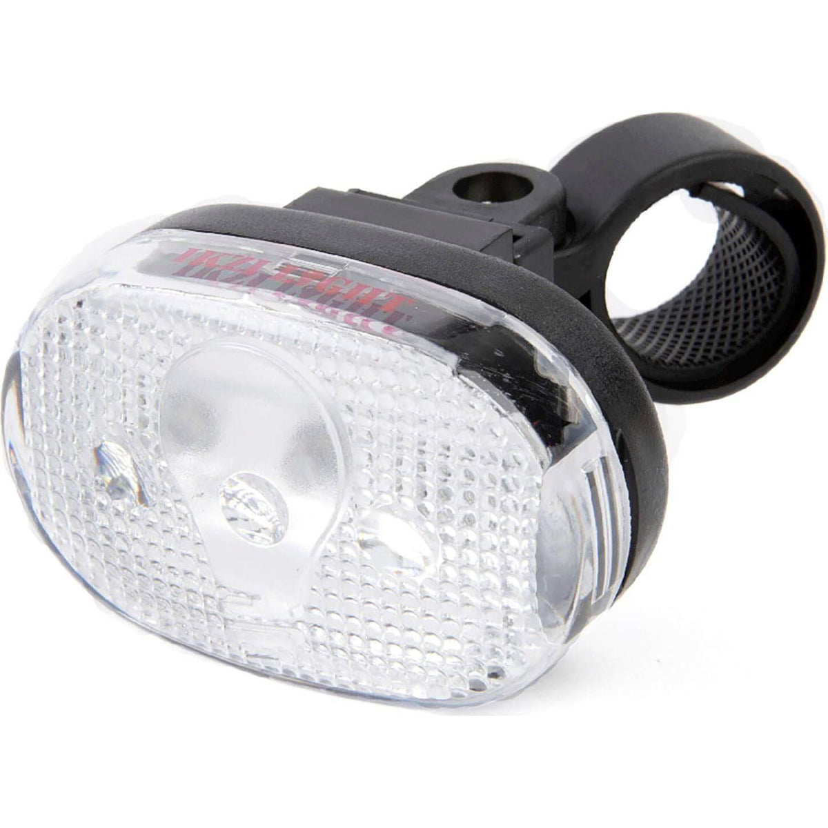Ikzi Light koplamp ovaal met 3 LED's en batterij, geschikt voor stuurbocht, zichtbaar met ovale vorm en verlichting in afbeelding.
