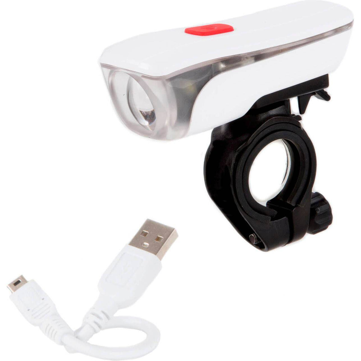 Ikzi Light Koplamp Goodnight USB 10 Lux voor stuurbocht, helderheidsniveau zichtbaar, comfortabel voor fietsverlichting.