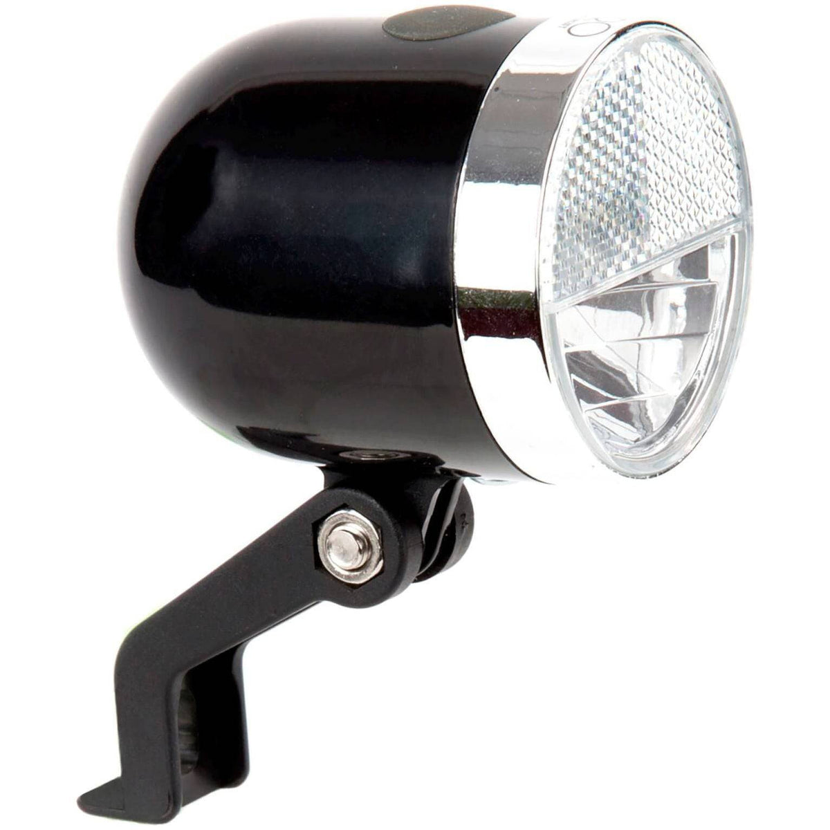 Zwarte Ikzi Light Koplamp met batterij, 10 Lux, voor fietsverlichting, zichtbaar in de afbeelding