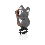 XLC fietstoeter DD-H03 voor sturen tot 25,4 mm, originele fietsbellen met koala-ontwerp op zwart frame