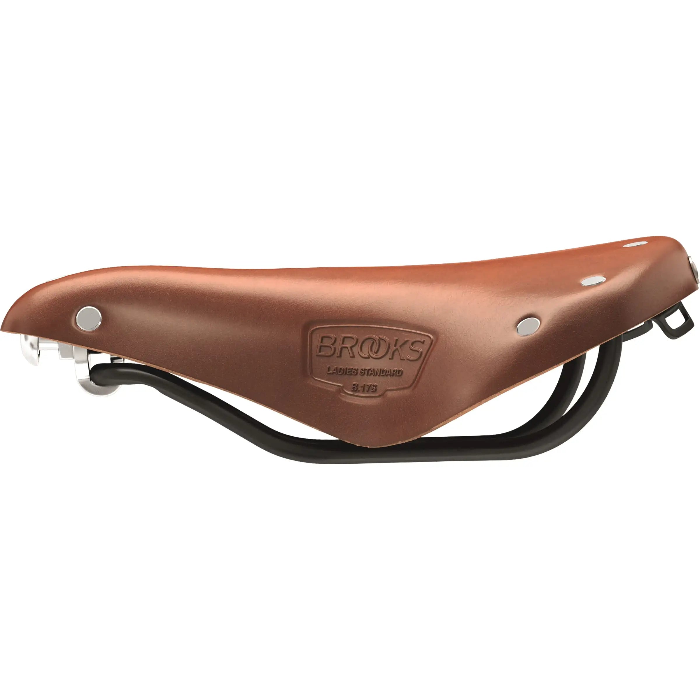 Brooks Fietszadel B17S voor dames, comfortabel stadsfiets- en e-bike zadel met klassieke leren afwerking en verbeterd zitcomfort.