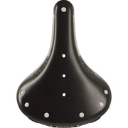 Brooks B17S dames fietszadel voor stadsfietsen en e-bikes, comfortabel zwart lederen zadel met traditionele afwerking.