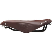 Brooks Fietszadel B17 voor heren, comfortabel stadsfiets en e-bike zadel, zwart leer met metalen bevestigingen.