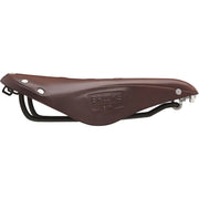 Brooks Fietszadel B17 voor heren, comfortabel stadsfiets en e-bike zadel, zwart leer met metalen bevestigingsrails.