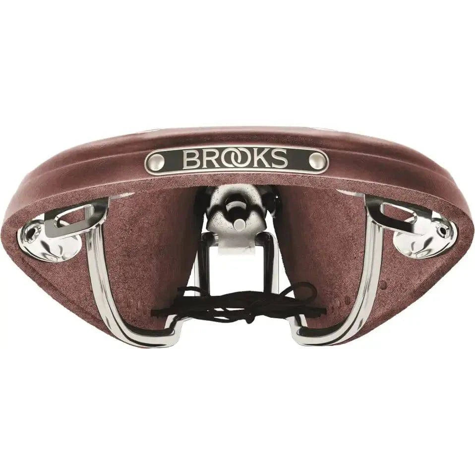 Brooks Zadel B17 Imperial Narrow voor heren, bruine stadsfiets en e-bike zadel, comfortabel en duurzaam, zichtbaar in de afbeelding.