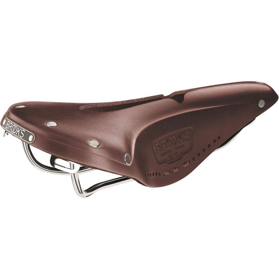 Brooks B17 Imperial smal herenfiets zadel in bruin, comfortabel stadsfiets en e-bike zadel, zichtbaar op de afbeelding