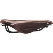Brooks Fietszadel B17 Narrow, smal stadsfiets en e-bike zadels, close-up van het leren zadel met metalen bevestiging