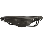 Brooks Fietszadel B17 Narrow op stadsfiets of e-bike, zwart, comfortabel en stevig zadel voor lange ritten, zichtbaar in close-up.