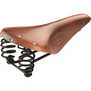 Brooks Fietszadel B396 Flyer voor heren, comfortabel stadsfiets en e-bike zadel met leren bekleding en ergonomisch ontwerp