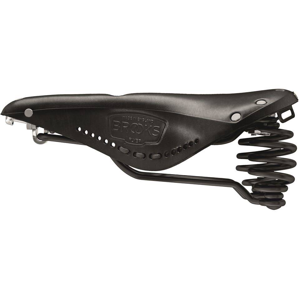 Brooks Fietszadel B396 Imperial heren zwart, stadsfiets en e-bike zadel, zachte leren bekleding en klassieke uitstraling.