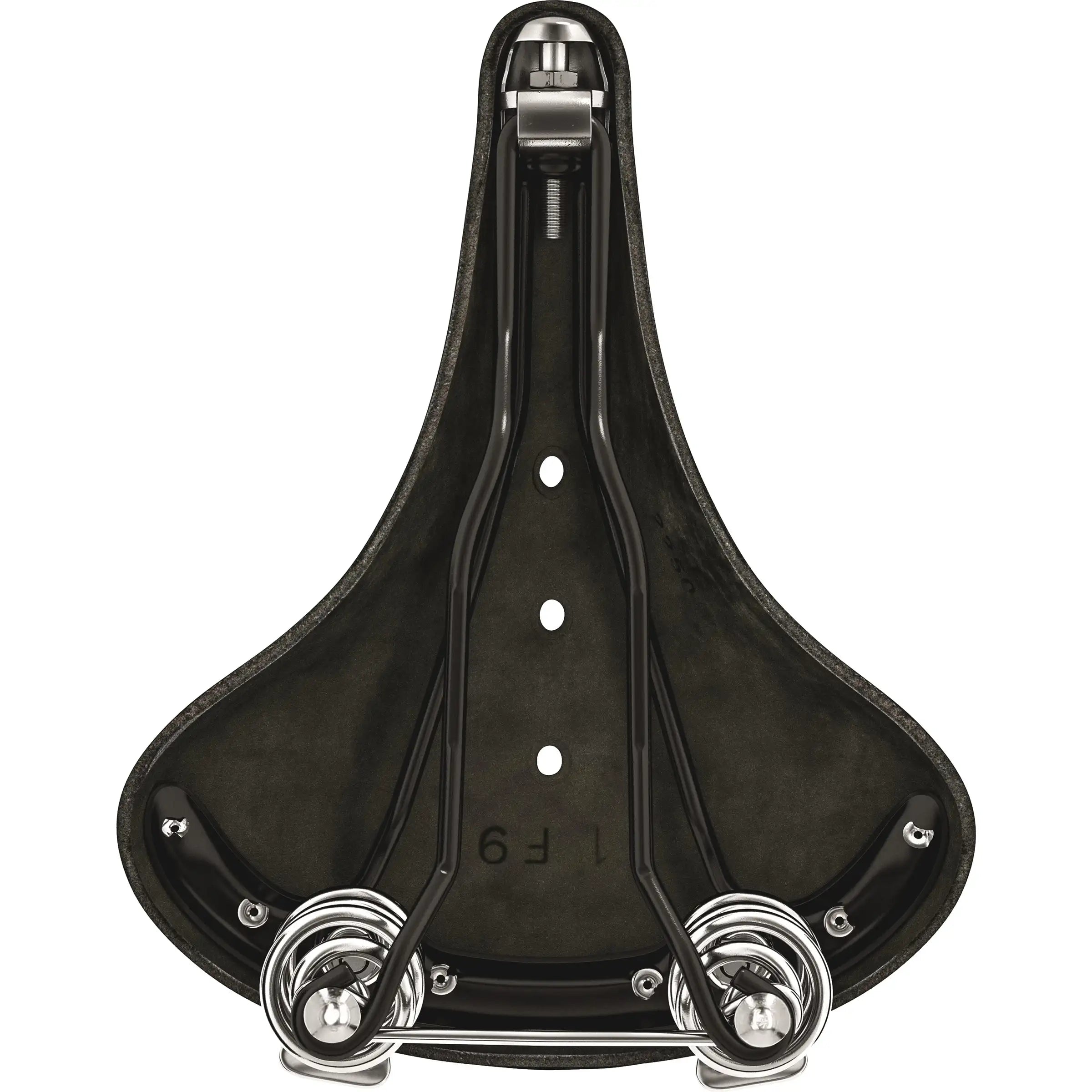 Brooks Fietszadel B67 voor heren, comfortabel stadsfiets- en e-bike zadel, zwart met leren bekleding en metalen bevestiging.