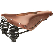 Brooks Flyer Carved stadsfiets- en e-bike zadel met leren bekleding en ergonomisch ontwerp, geschikt voor comfortabel fietsen.