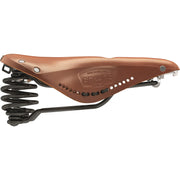 Brooks Flyer Carved stadsfiets en e-bike zadel, comfortabel en ergonomisch ontwerp met gedetailleerd carving patroon.
