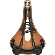Brooks Flyer Carved stadsfiets- en e-bike zadel met leren bekleding en ergonomisch ontwerp, geschikt voor comfortabel fietsen.