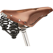 Brooks Flyer Carved stadsfiets en e-bike zadel, comfortabel en ergonomisch met ademend leer en gedetailleerde carving details.