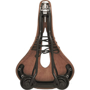 Brooks Flyer Carved stadsfiets en E-bike zadel met leren bekleding en ergonomisch ontwerp, geschikt voor comfort en stijl.