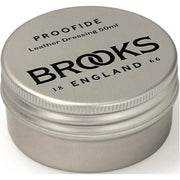 Brooks Zadelvet Proofide smeer voor zadels, zichtbaar in een pot met smeer, geschikt voor leeronderhoud en bescherming.