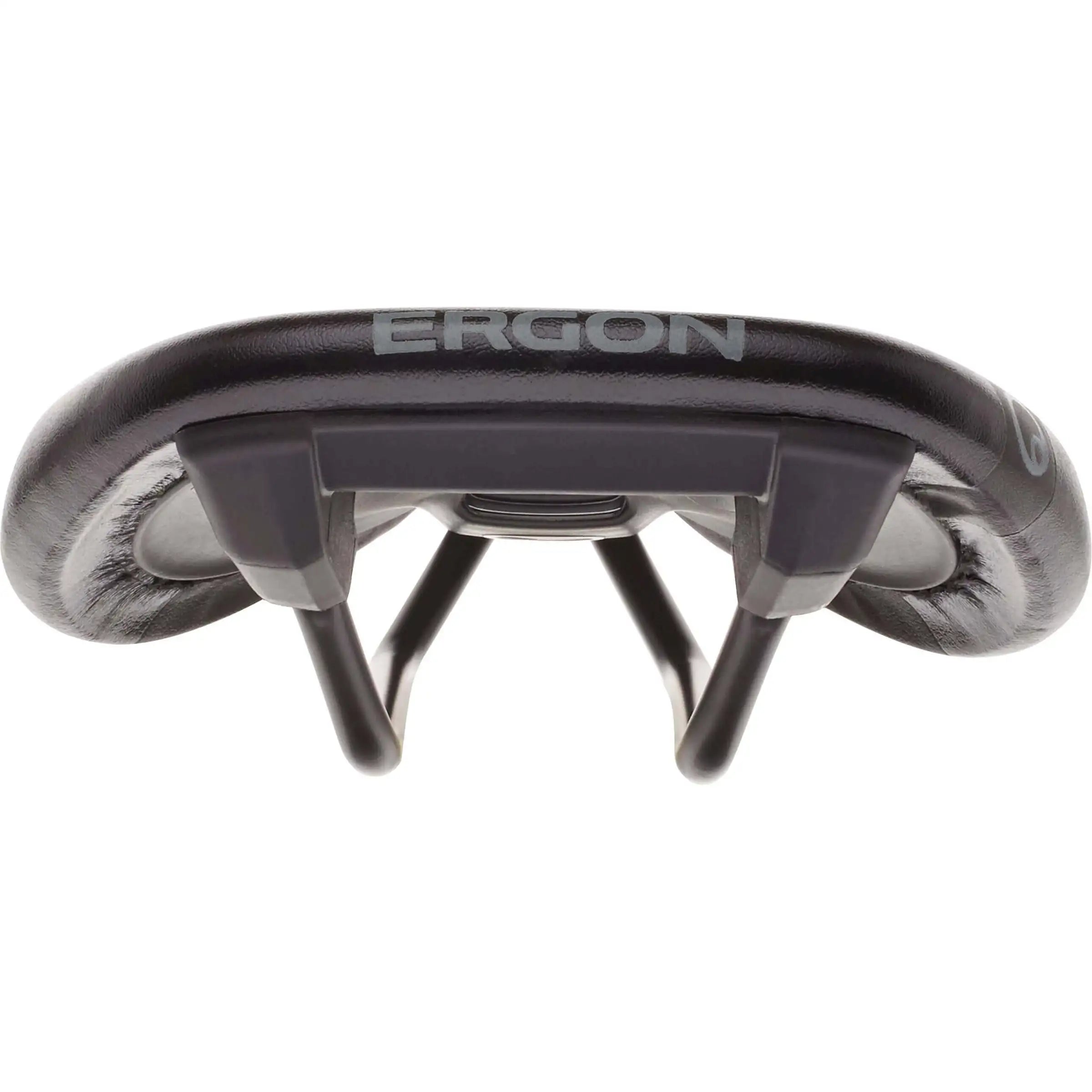 Ergon racefiets- en MTB-zadel voor heren in zwart, comfortabel ontwerp voor optimale rijprestatie en ondersteuning.