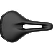 Zwart Ergon dames racefiets- en MTB-zadel, ergonomisch gevormd voor comfort en ondersteuning tijdens het fietsen.