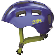 Abus Youn-I 2.0 kinderfietshelm in zwart, verstelbaar voor twee generaties, met ventilatiegaten en zachte binnenvoering.