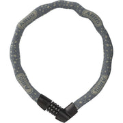 Abus Tresor 1385 kettingslot, 75 cm lang, met blauwe textielhoes en cijferslot, geschikt voor fietsbeveiliging.