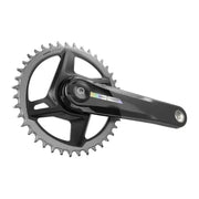 Quarq Sram Crankstel Force AXS Pm Wide D2 12V 40T voor gravel, zichtbaar met powermeter en brede 40-tandwiel crankset.