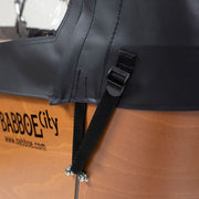 Babboe City bakfietshoes met regentent set en raampjes, waterdicht en geschikt voor kinderbakfiets, zichtbare details van de set.