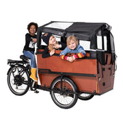 Babboe Max-E regentent in zwart, waterdichte bescherming voor bakfiets, met duidelijke afwerking en ritssluiting, geschikt voor regenachtig weer.