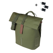 Basil City MIK Studs fietstassen voor achterop de fiets, mosskleur, 14-16 liter, enkele fietstas met studs voor extra stijl