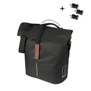 Basil City MIK Studs fietsershopper, zwarte fietstas voor achterop de fiets, 14-16 liter, eenvoudige montage en waterbestendig