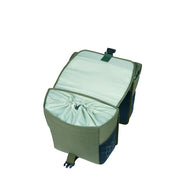 Groene Basil Go MIK dubbele fietstas van 32 liter met MIK Adapterplate 2.0, geschikt voor fietstassen en accessoires.