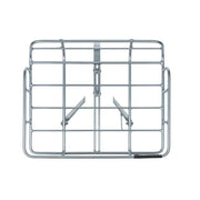Aluminium Basil Portland Voordrager voor 26/28 inch fietsen met opstaande rand, chroomkleur, geschikt voor voor- en achterdragers.