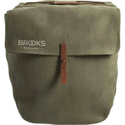 Brooks dubbele fietsmand Brick Lane Panniers 30L in groen, ruime fietstas voor achterop de fiets met verstelbare vouwklappen