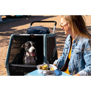 Burley Bark Ranger hondenfietskar in zwart en blauw, inklapbaar en geschikt voor wandelen en fietsen met uw hond.