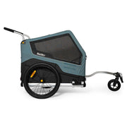 Burley Bark Ranger XL hondenfietskar in zwart en blauw, geschikt voor honden, met ruime cabine en stevige constructie.