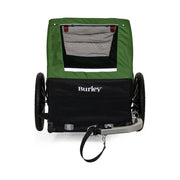 Burley Tail Wagon hondenfietskar in groen en zwart, geschikt voor huisdieren, met 16-inch wielen, geschikt voor fietsen.