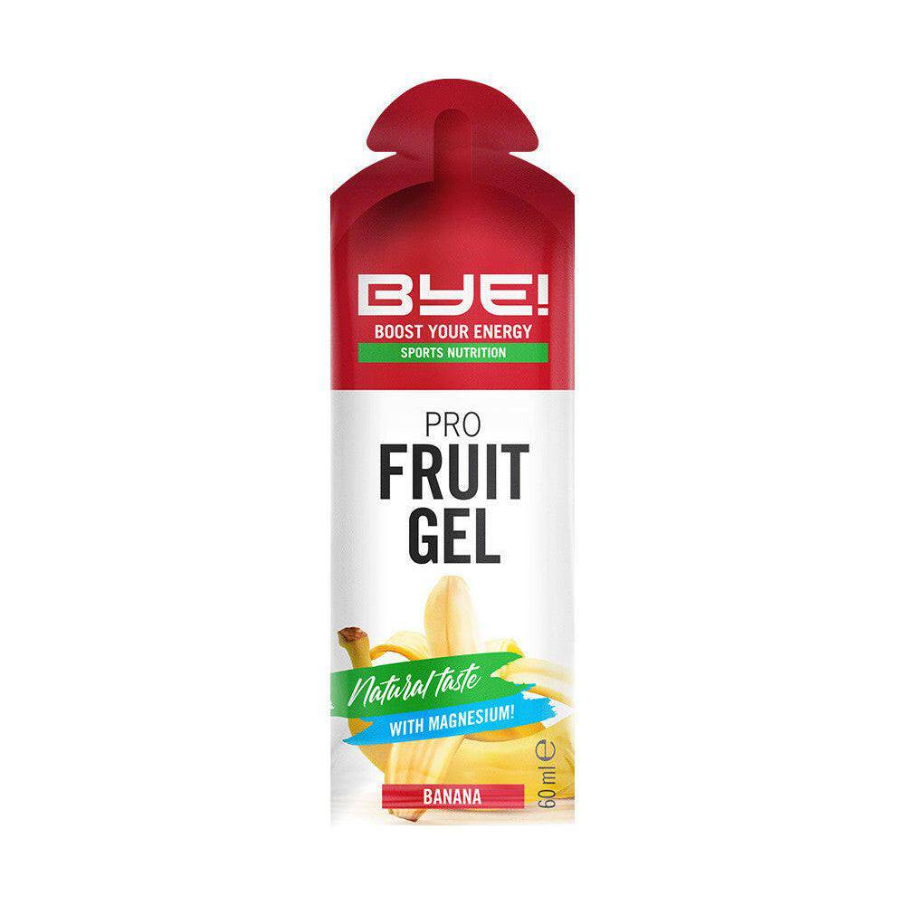 BYE! Pro Fruit Sportgels Banana, 60 ml, doos van 12 stuks, energiegel voor sporters met banaansmaak