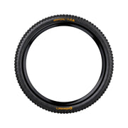 Zwarte 29-inch Continental Kryptotal Re Enduro TLR Soft MTB buitenband, vouwband voor achtergebruik, getoond op de afbeelding